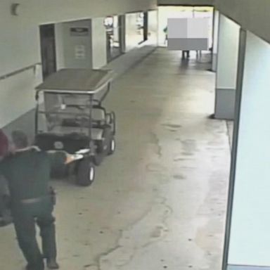 New surveillance video released reveals the moments that followed at Marjory Stoneman Douglas High School after a gunman started opening fire at the Parkland, Florida, campus.