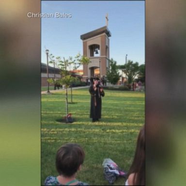 VIDEO: High school valedictorian addresses grads through bullhorn following speech ban