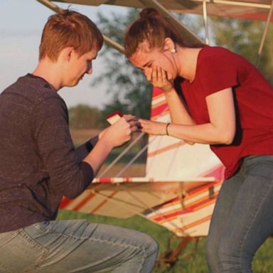 VIDEO: Jaden Wirrenga plowed the question into an open field for his airplane-flying girlfriend to see.