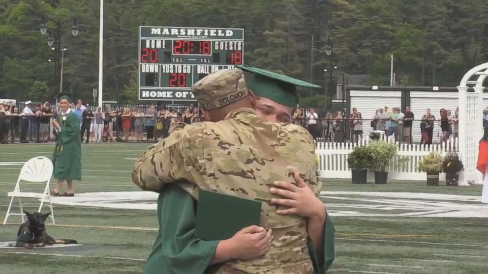 Deployed Soldier Surprises Son At Graduation Video Abc News