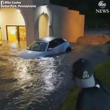 VIDEO: Heavy flooding inundates Pennsylvania parking lot