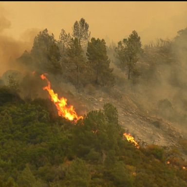 VIDEO: The California fire increased to 9,266 acres Monday, up from about 4,000 acres Sunday.