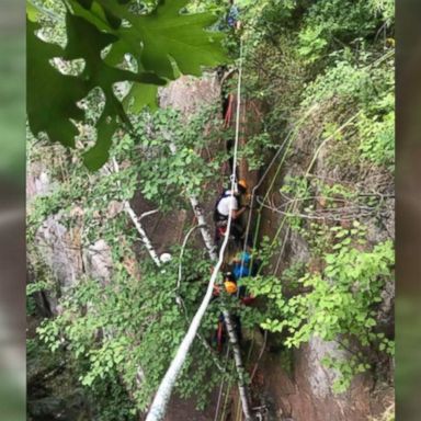 The rescue took about three hours with the climber 45 feet off the ground.