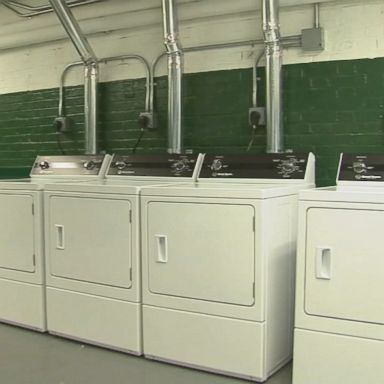 Students with dirty clothes can use the school's very own laundromat for free.