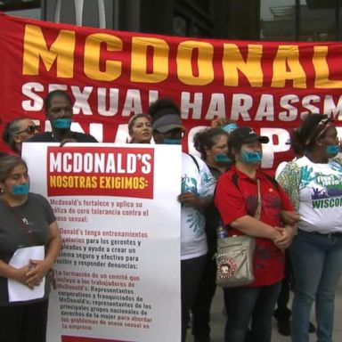 "We're here, we're proud, sexual harassment is not allowed," chanted the group in Chicago.