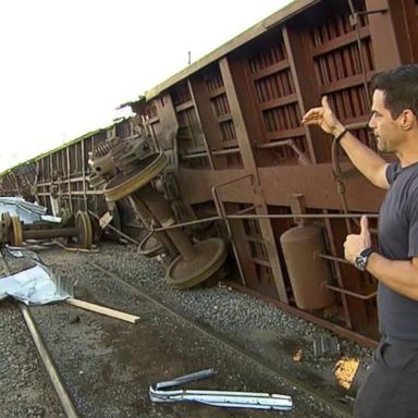 VIDEO: Train overturned by Hurricane Michael's strong winds