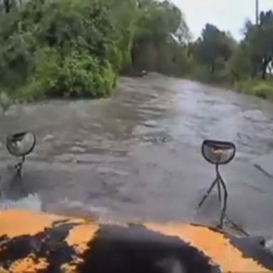 VIDEO: The driver of the bus drove through a low-water crossing on Oct. 16, according to police.