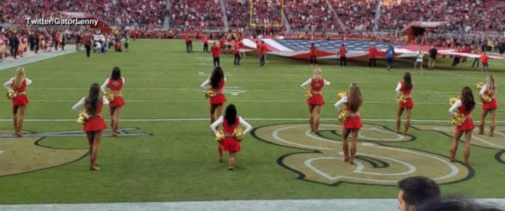 San Francisco 49ers Cheerleader Seen Taking a Knee Ahead of Game