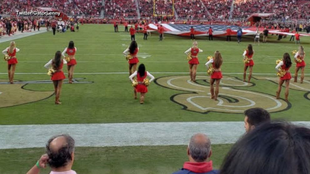 49ers Cheerleader Takes A Knee During National Anthem At Raiders Game Abc News