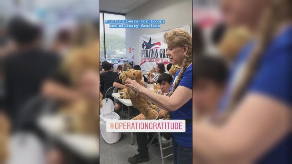 VIDEO: Operation Gratitude volunteers stuff teddy bears for military members