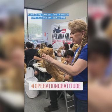 VIDEO: Operation Gratitude volunteers stuff teddy bears for military members