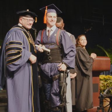 VIDEO: Man confined to wheelchair after spinal injury walks at college graduation