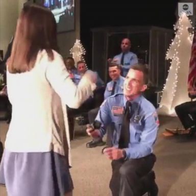 VIDEO: Sparks flew at the Martin County Fire Rescue recruit graduation ceremony, when freshly graduated firefighter Matthew Schotanus got down on one knee and proposed to his girlfriend.