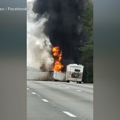 VIDEO: Fifty gallons of diesel fuel spilled in the crash. The blaze has since been put out, Alachua County Fire Rescue said.