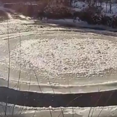 VIDEO: A spinning ice circle formed on Michigan's Cedar River, where residents delighted in the phenomenon during an otherwise freezing weekend.