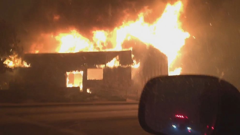 VIDEO: Brian Andrews, a 52-year-old retired firefighter, captured video of the fiery destruction while driving from his home.