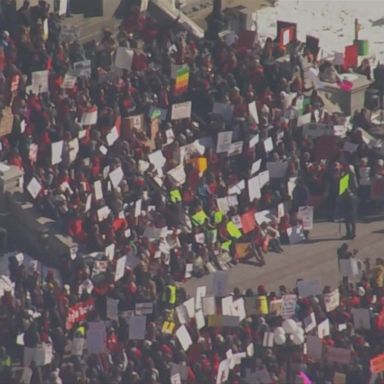 VIDEO: Thousands of public school teachers in Denver walked off their jobs on Monday for the first time in 25 years to demand higher wages.