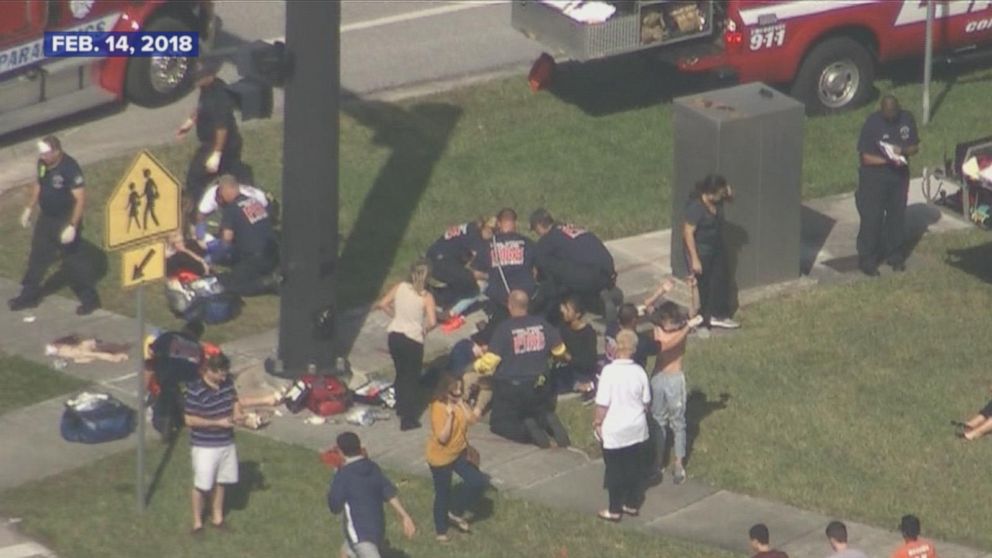 Nikolas Cruz opens fire at Marjory Stoneman Douglas High School.