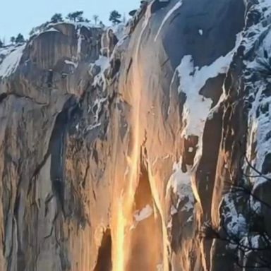 VIDEO: Every February the setting sun illuminates Horsetail Fall to make it glow like a cascade of molten lava.