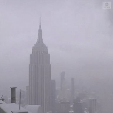 VIDEO: Time lapse video shows a winter storm moving over the New York City skyline, obscuring the Empire State Building.