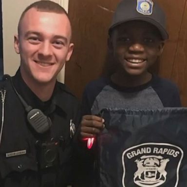 Officers in Grand Rapids, Michigan, surprised a boy with a cake and gifts after learning that no one outside of his family would attend his birthday party.