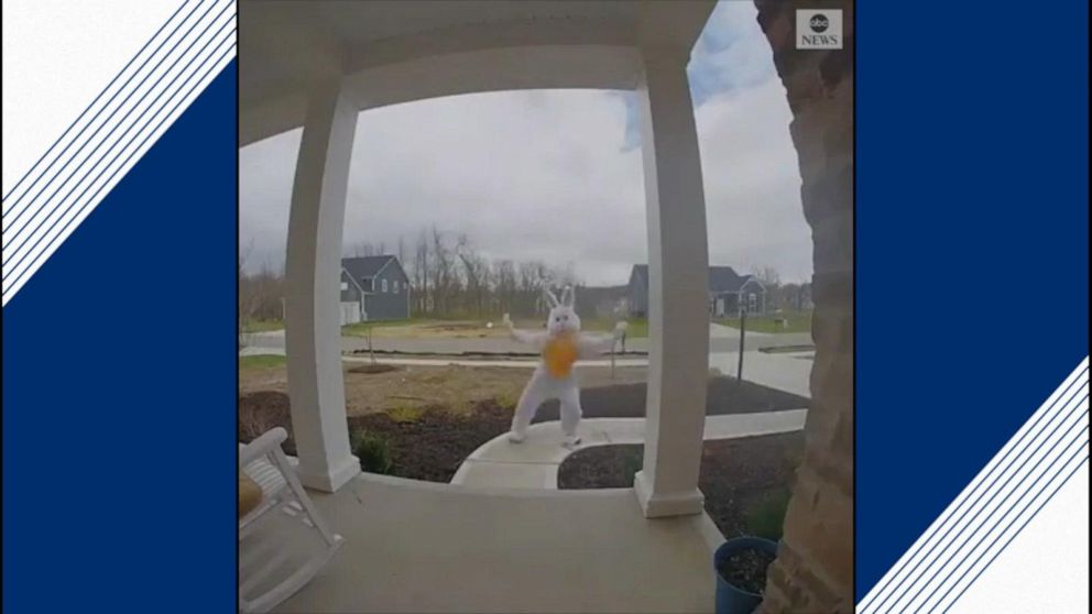 Easter Bunny Does A Funky Dance For A Doorbell Camera