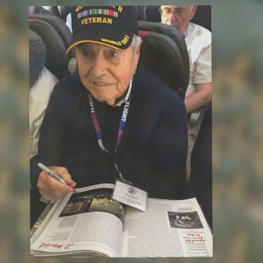 PHOTO: A 95-year-old World War II veteran died during a flight to San Diego on Monday evening, returning from an "Honor Flight" to Washington, D.C., to visit the WW II Memorial.