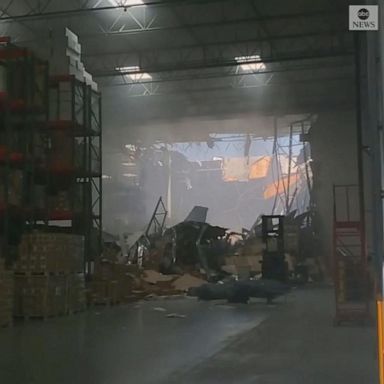 VIDEO: F-16 crashes into California warehouse