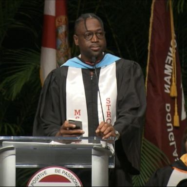 PHOTO: Retired Miami Heat star Dwyane Wade surprised graduates at Marjory Stoneman Douglas High School in Parkland, Florida.