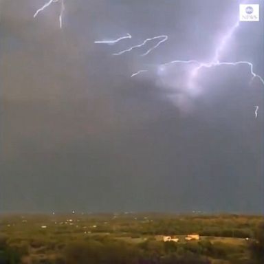 Spectacular fork lightning is seen over Texas as storms sweep through the region.