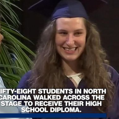 Online high school students meet each other for the first time at graduation