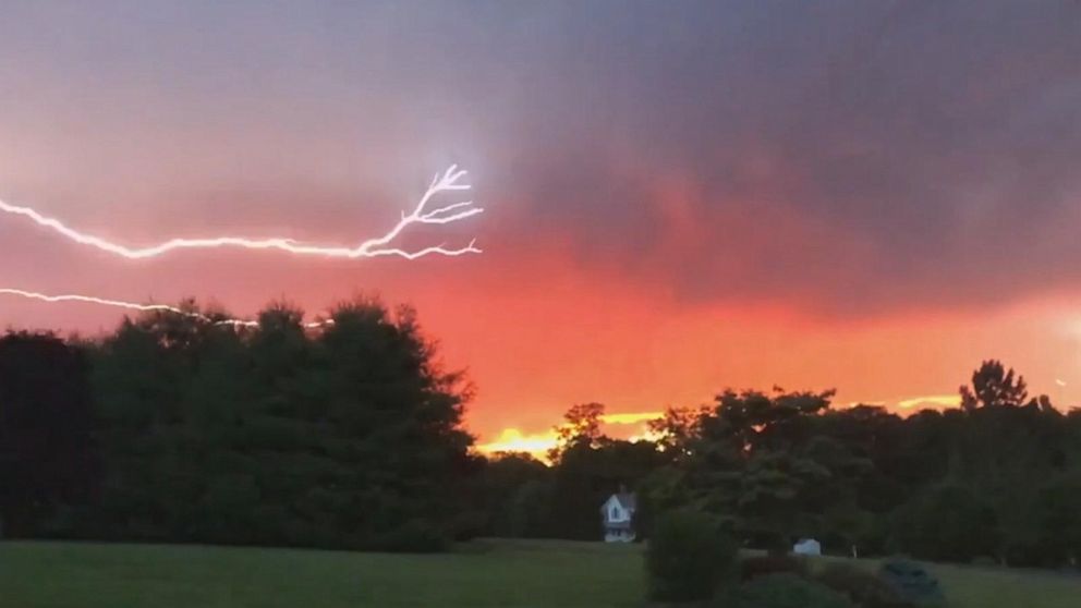lightning storms at sunset