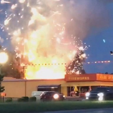 Containers outside a fireworks store in Fort Mill, South Carolina, caught fire early Thursday morning, officials say.