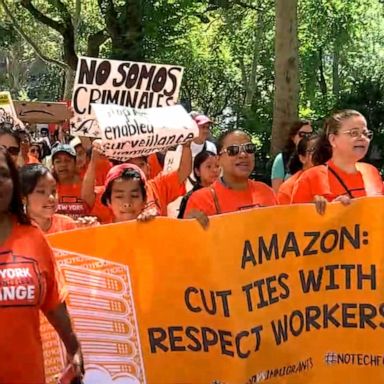 Dozens of immigration, labor groups lead Prime Day protest