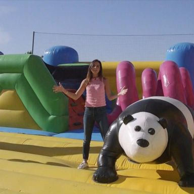 VIDEO: World's biggest bounce house stops in Los Angeles during national tour