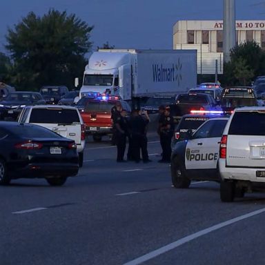 A gunman is on the run after killing two people on a major highway in Texas during rush hour Thursday evening, police said.