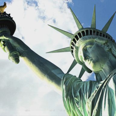 "The New Colossus" was written in 1883 by Emma Lazarus to help raise funds for construction of the towering sculpture's pedestal.