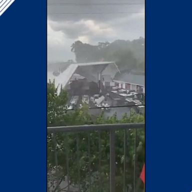 The incident was captured on video, showing when wind gusts blew through Clemson, South Carolina.