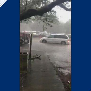 Strong winds and storm surge flooded the island just before the eye made landfall in North Carolina.