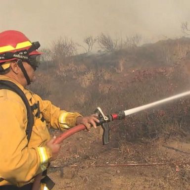 VIDEO: Powerful winds fan flames in Southern California