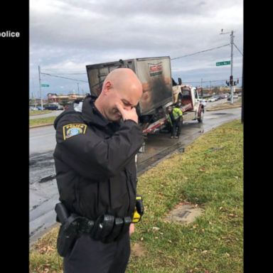 VIDEO: The truck was fully engulfed in flames by the time the Lexington Police Department arrived to the scene.