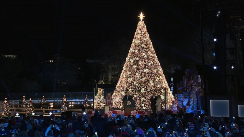 Donald And Melania Trump Light National Christmas Tree Video Abc News