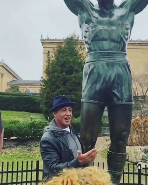 Stallone surprises fans with visit to iconic 'Rocky' statue