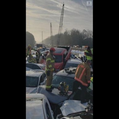 VIDEO: More than 50 people injured in 69-vehicle freeway pileup