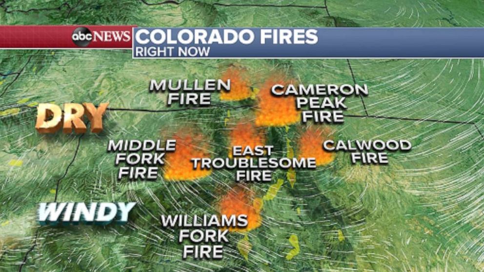 PHOTO: The Calwood Fire in Colorado has now burned over 7,000 acres near Boulder while the Mull Mullen Fire is over 175,000 acres and is 55% contained.