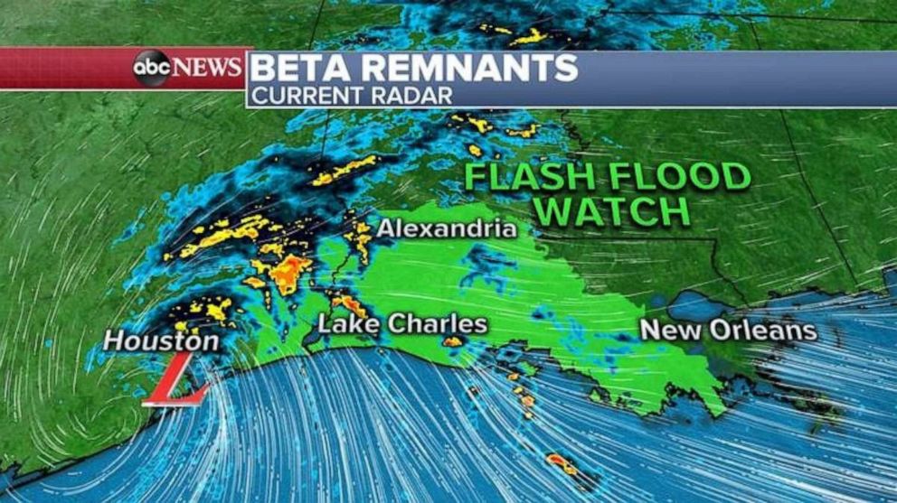 PHOTO: This morning, a Flash Flood Watch has been issued from eastern Texas around Beaumont to most of southern Louisiana, including Lake Charles and Alexandria. 