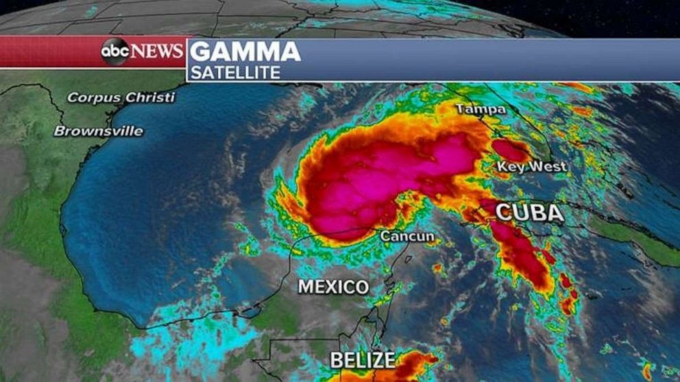PHOTO: Torrential rain is occurring with Gamma this morning over the northern Yucatan Peninsula with over 9 inches of rain reported in Cozumel, Mexico. 