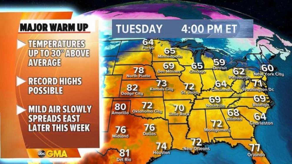PHOTO: The warmer weather will start to approach Chicago on Sunday as well, but even warmer weather will be arriving over the coming days.  
