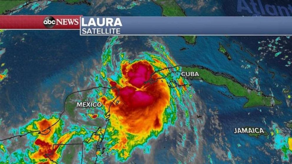 PHOTO: Laura is now moving through very warm water in the Gulf of Mexico which is a favorable atmospheric environment for strengthening.

