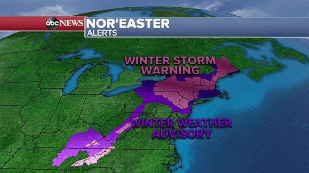 PHOTO: Fourteen states from Tennessee into Maine are under Winter Weather Alerts for snow and ice. 